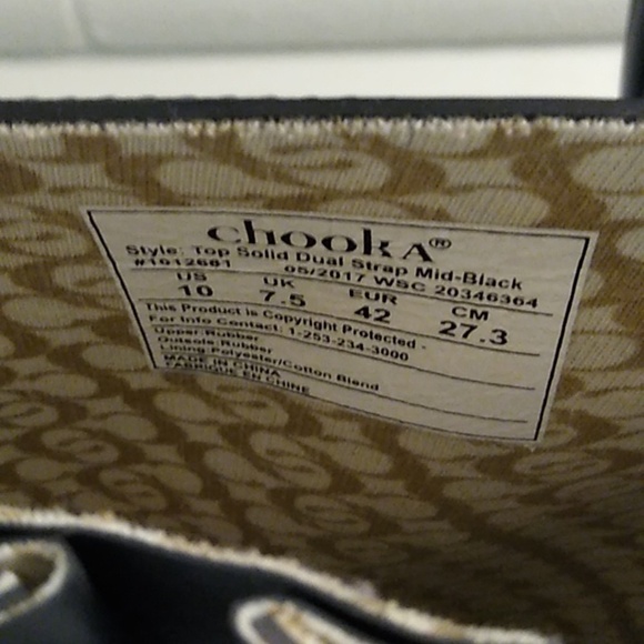 CHOOKA RAIN BOOTS, 12" SHAFT, BLACK WITH BROWN BUCKLES SIZE 10 - Picture 2 of 10